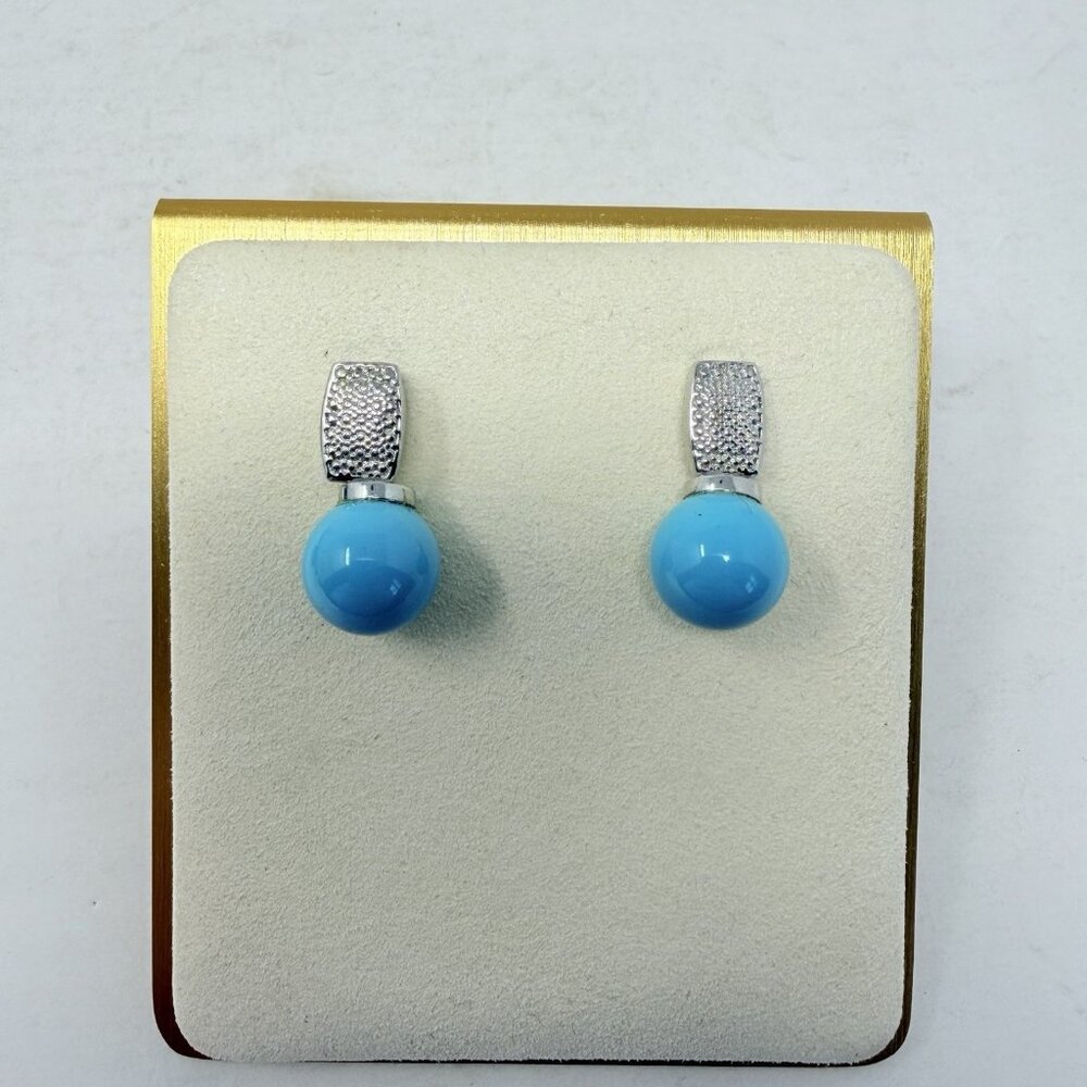Shop LC Light Blue Round Silvertone Dangle Drop Earrings TGW 86.00 cts. 5362